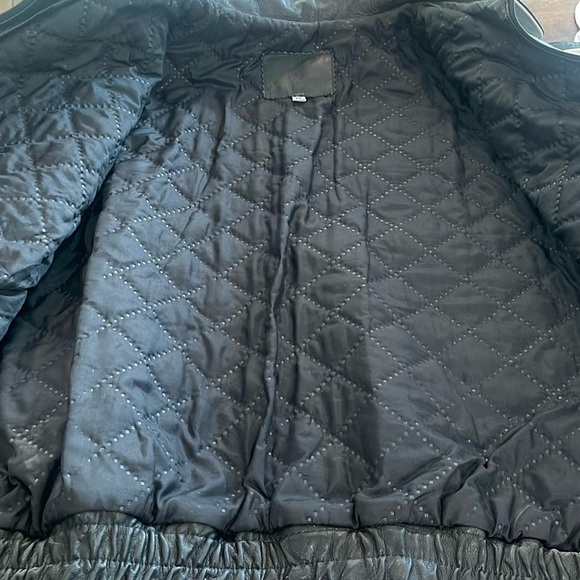 Vintage USA American Flag Black Leather Bomber Jacket Biker Motorcycle size M - Picture 17 of 17